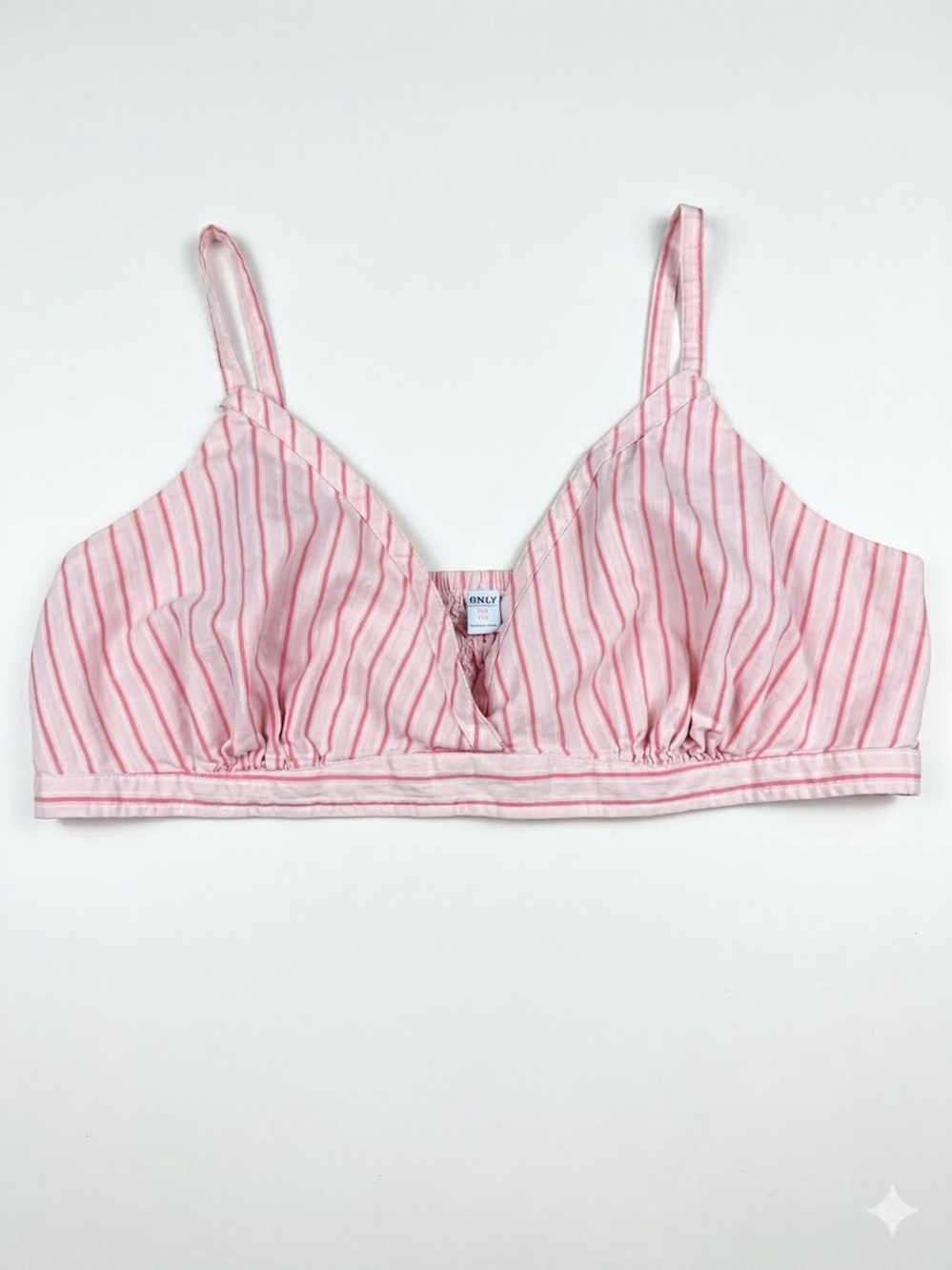 Only 100% Cotton Coastal Coquette Cottagecore Bralette Crop Top Pink Striped XXL